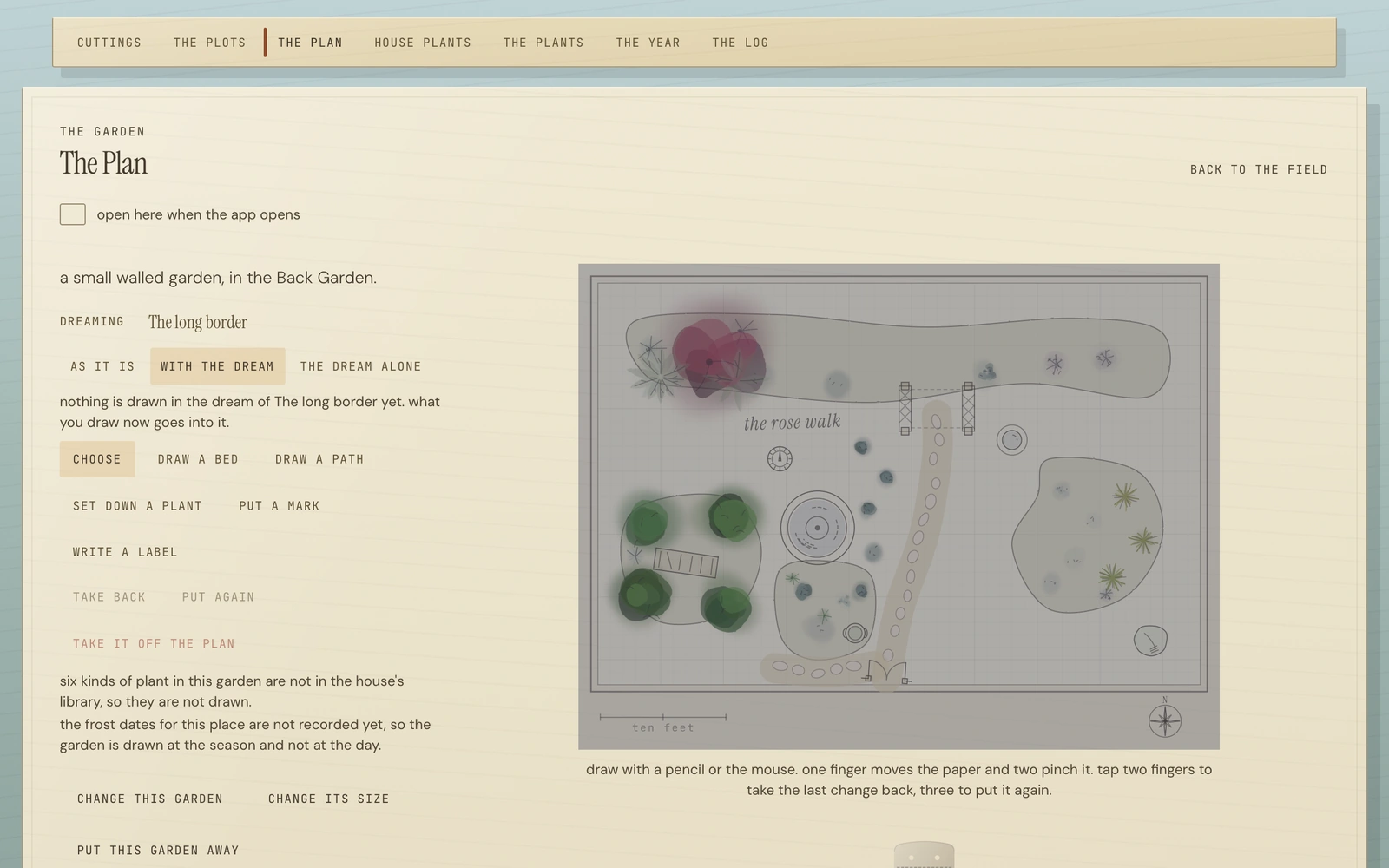 The preview Garden Plan with a plot being dreamed.